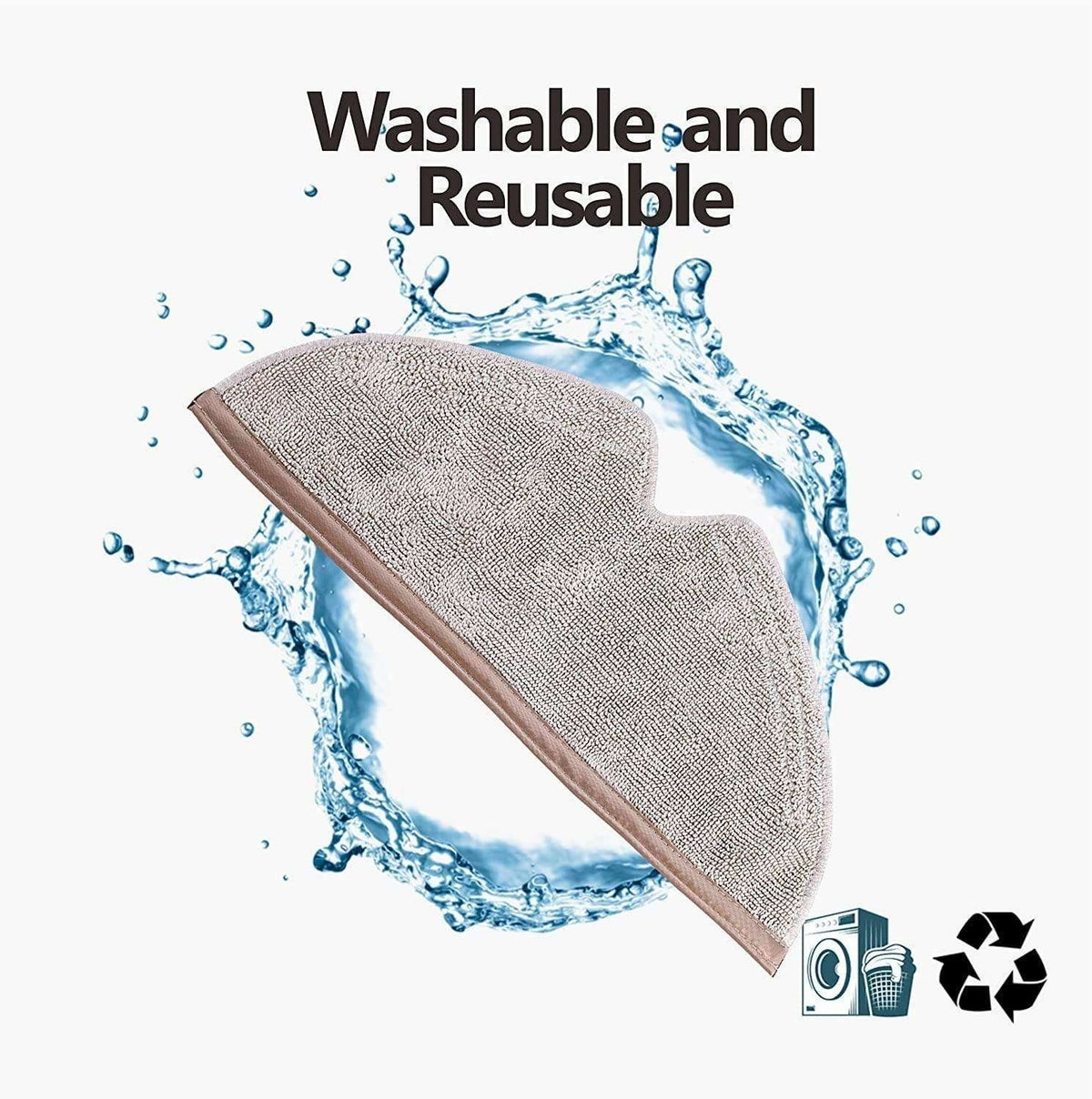 5pcs Reusable Mop Cloths for Xiaomi Roborock, Beige
