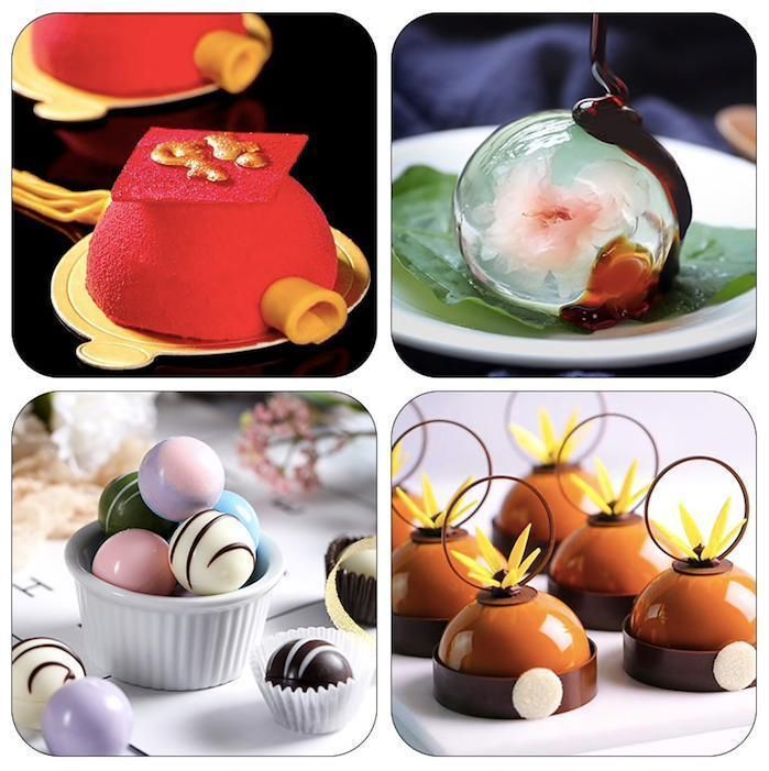 6-Piece Silicone Hemisphere Mold for Ice Chocolate Jelly, Brown