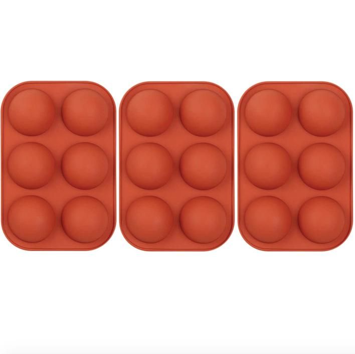 6-Piece Silicone Hemisphere Mold for Ice Chocolate Jelly, Brown