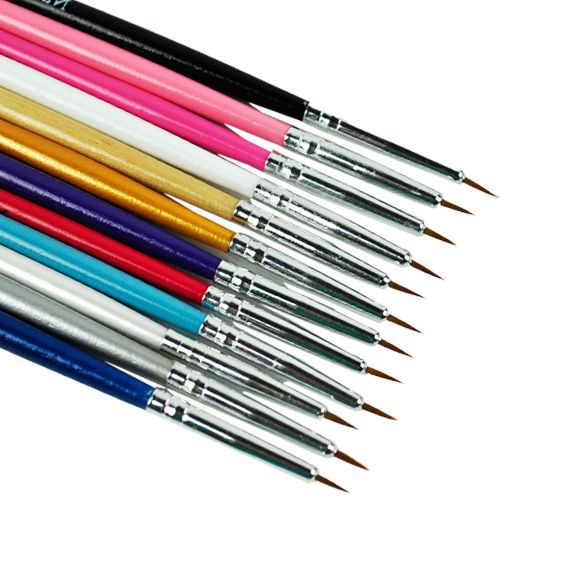 12pcs nail art brushes, MultiColor