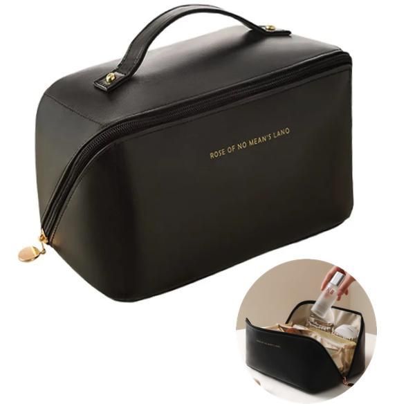 Black Spacious Toiletry Bag for Travel, Makeup Bag