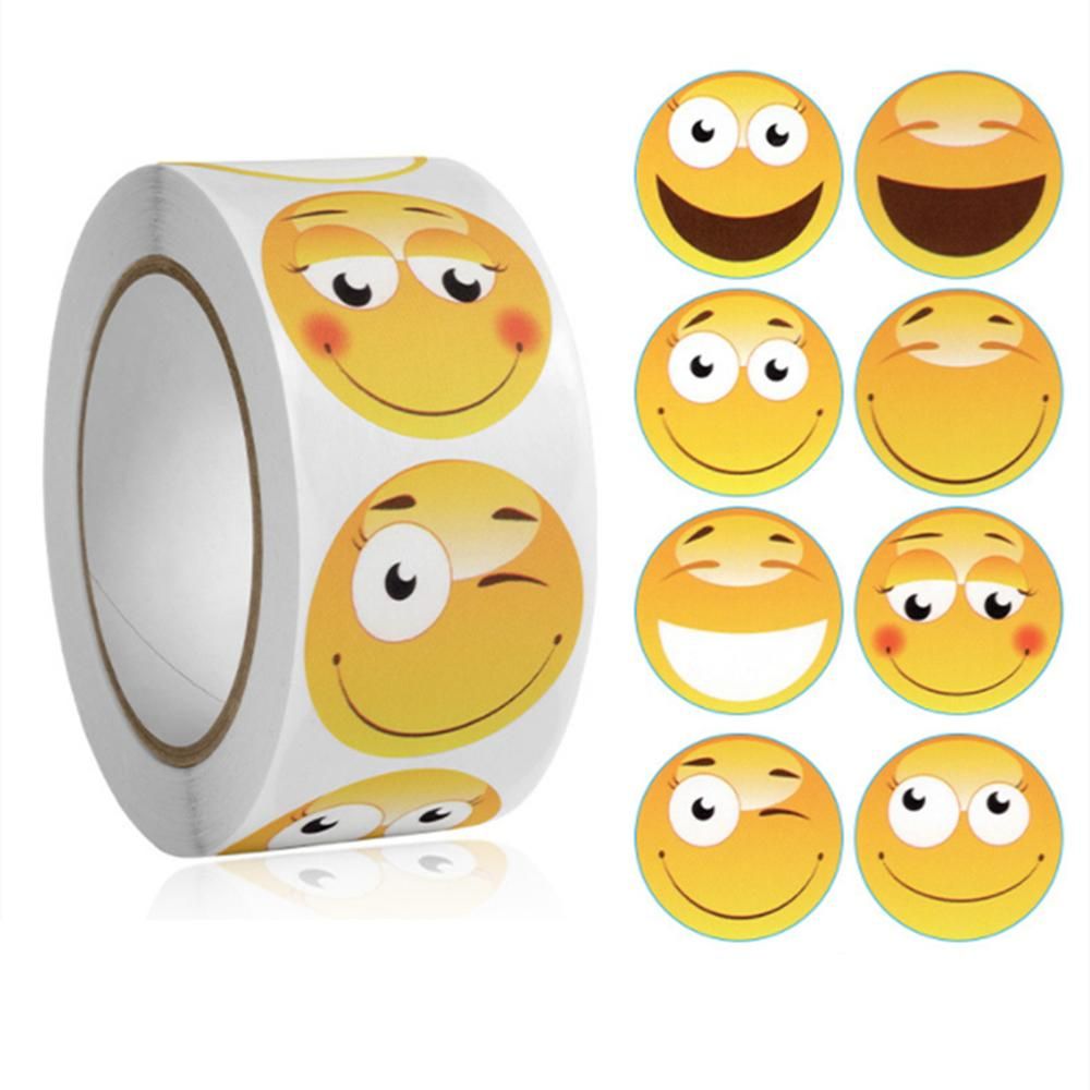 500pcs MultiColor Smiley Emoji Stickers, Cartoon Design