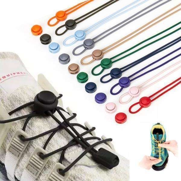 2 Pairs Elastic Shoelaces with Drawstring No Need to Tie, Solid Color Yellow
