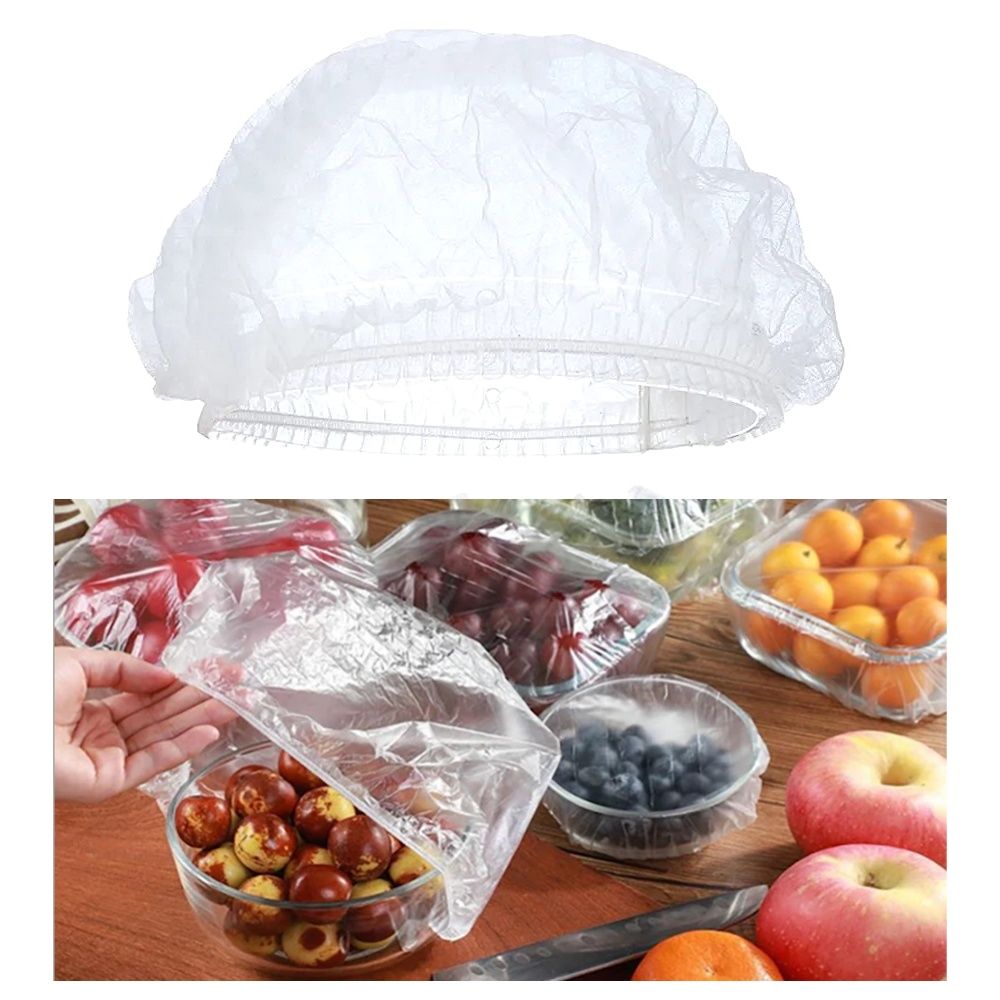 100-pack Elastic Food Covers, Transparent