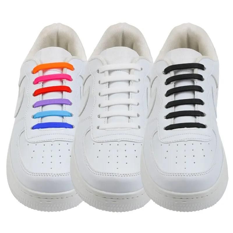2pcs No-Tie Elastic Shoelaces in Black Silicone, one size