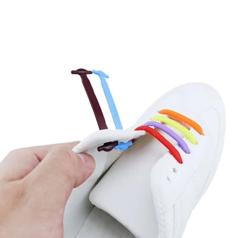2pcs No-Tie Elastic Shoelaces in Black Silicone, one size