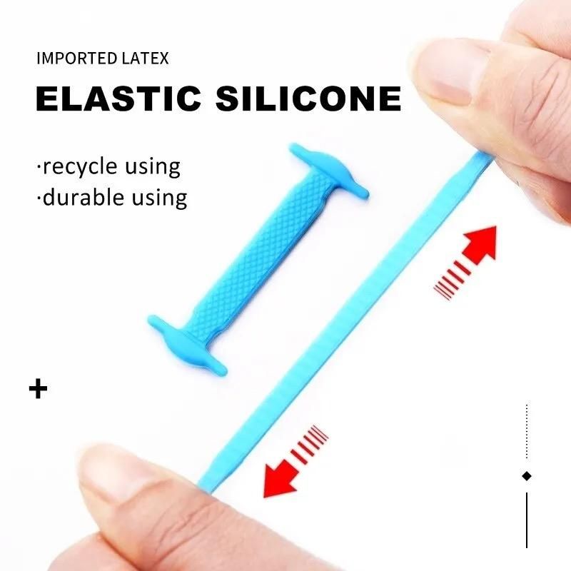 2pcs No-Tie Elastic Shoelaces in Black Silicone, one size