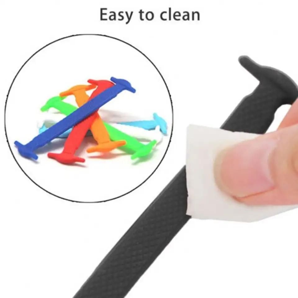 2pcs No-Tie Elastic Shoelaces in Black Silicone, one size