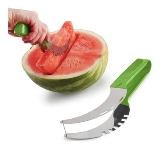 Stainless steel melon cutter watermelon slicer, silver