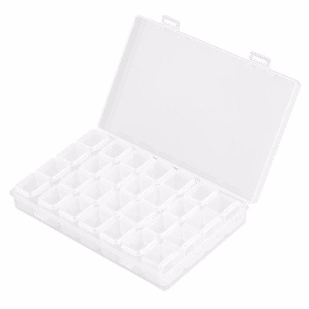 28-Slots Clear Diamond Painting Storage Box, Compatible with DIY Craft Organizers