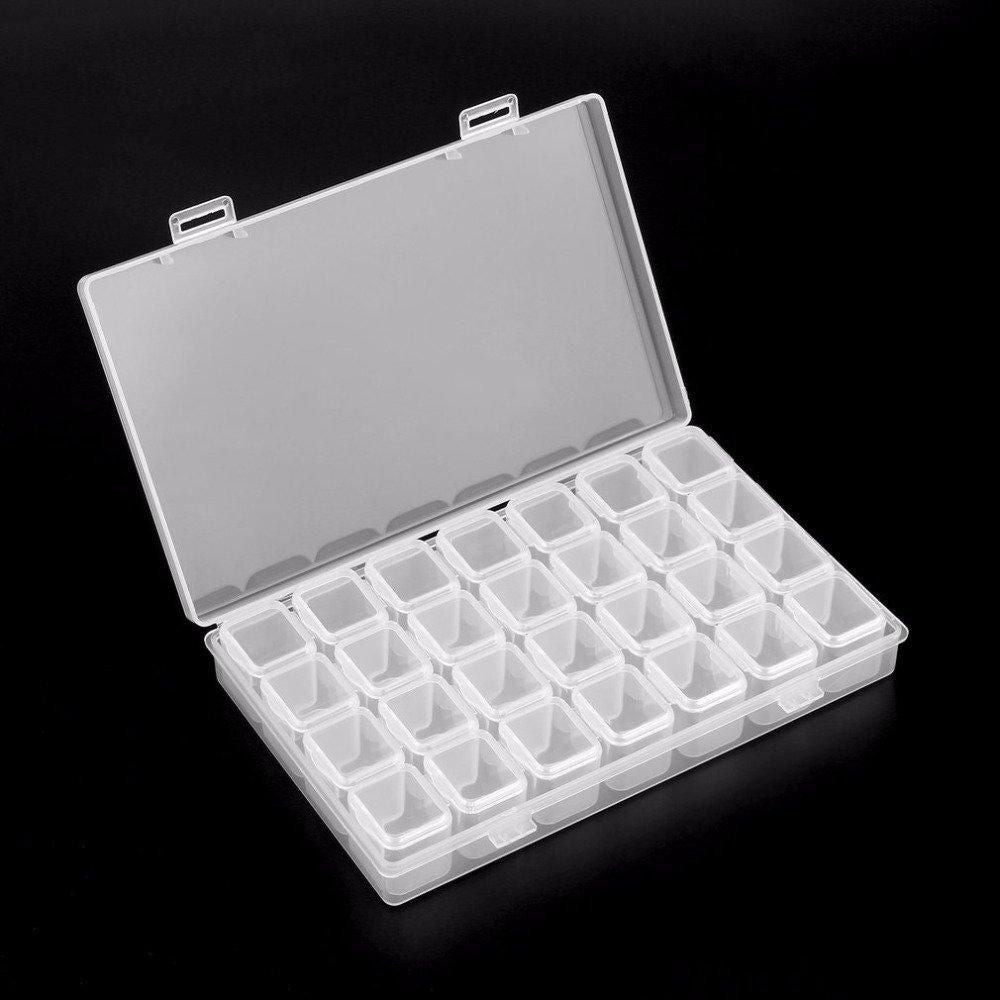 28-Slots Clear Diamond Painting Storage Box, Compatible with DIY Craft Organizers