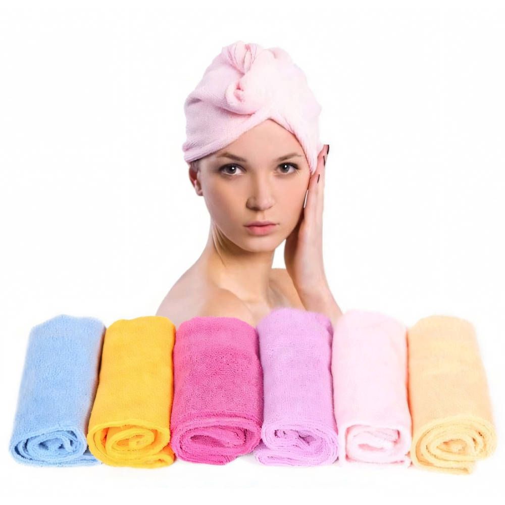 Microfiber hair turban towel, light blue