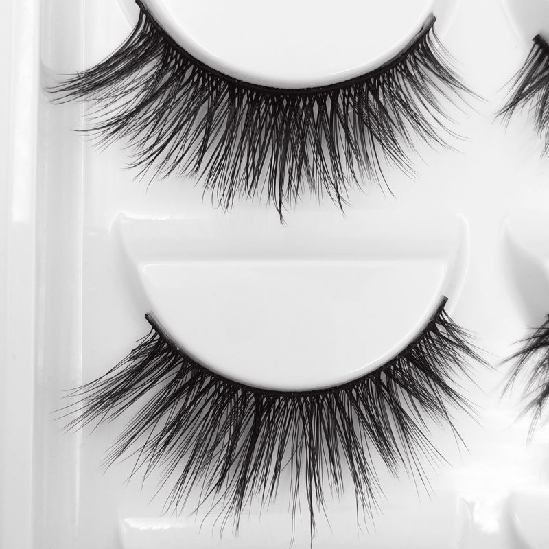 5-pair 3D faux mink false eyelashes G700, black