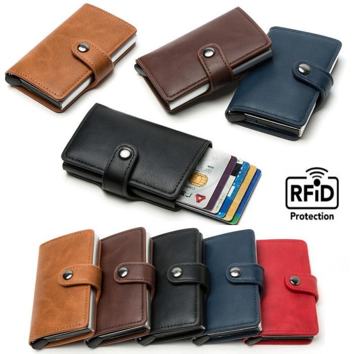5 Cards Wallet Card Holder with RFID NFC Protection, Light brown