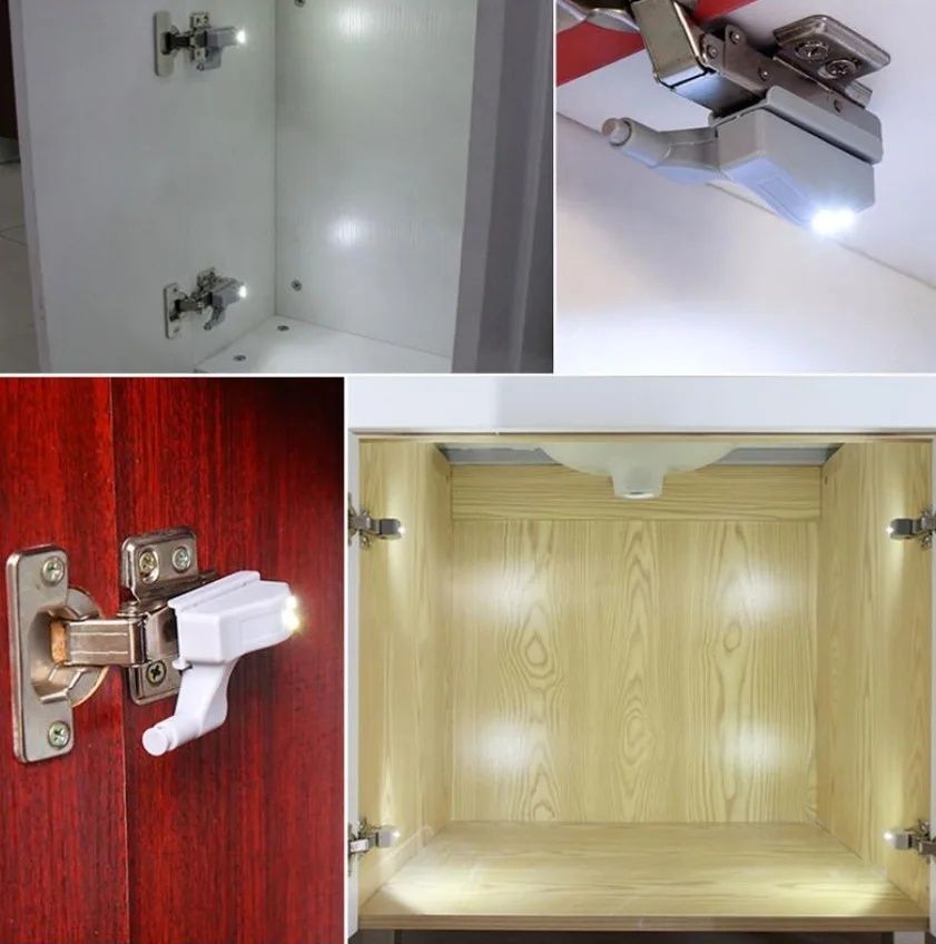 3-pack Universal LED Hinge Sensor Light for Cabinet Wardrobe Kitchen Night Light, Grey