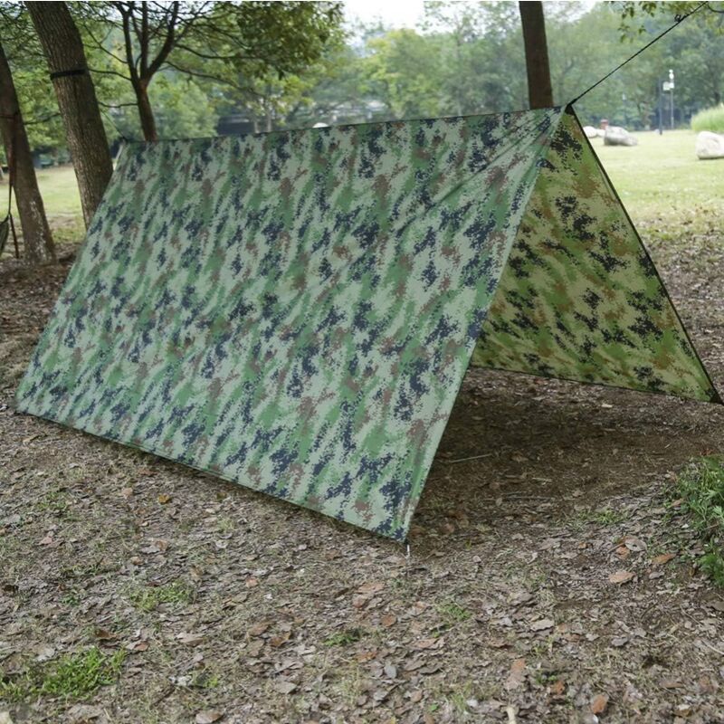Camping Waterproof Tarpaulin Portable Ripstop Rain Tarp Sunshade for Hiking Picnic, 300 x 290cm