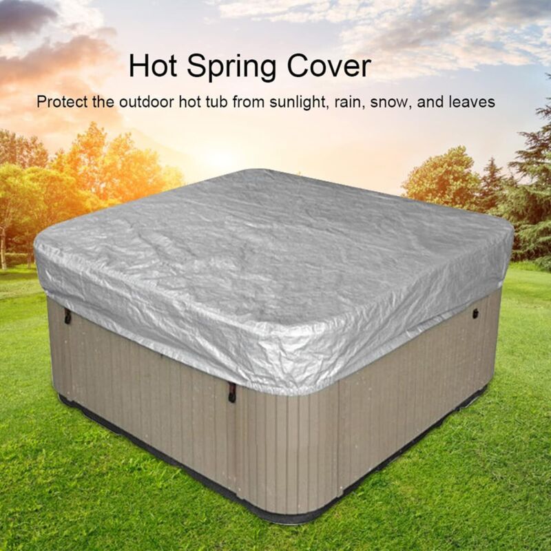 Square Hot Tub Spa Cover Waterproof 190T Polyester Anti Dust Anti UV with Storage Bag Black Coffee, 207 x 207 x 30cm