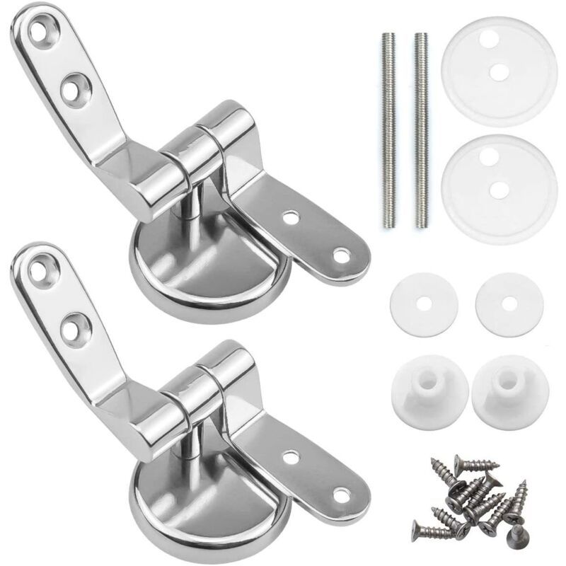 2 Pack Toilet Seat Hinges Replacement with Zinc Alloy Fixings