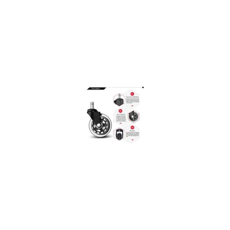 5 Pack Universal Office Chair Casters, Quiet and Abrasion Resistant Office Chair Replacement Wheels, 3 Inch