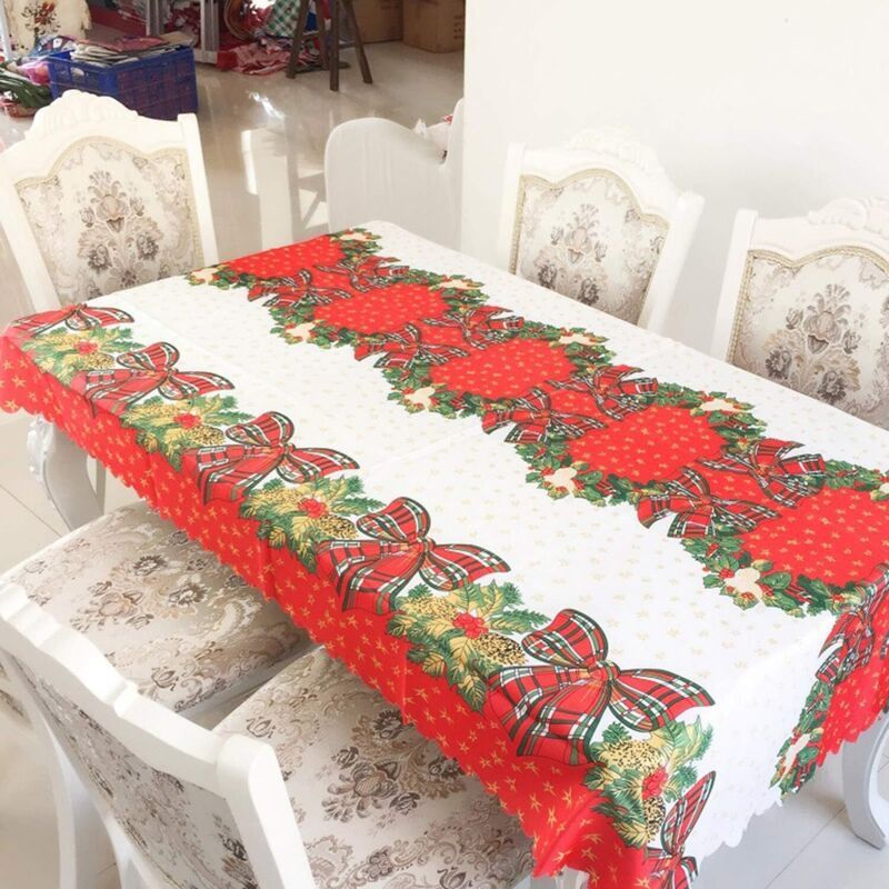 Tablecloth for Christmas Rectangular Polyester Stain Resistant Tablecloth Christmas Red Tablecloths Stain Resistant Table Protector for Parties