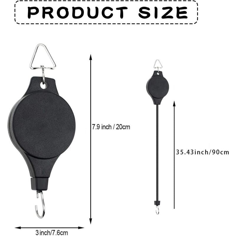 Hanging Basket Pulley, Plant Hook Pulley, Easy to Reach, Retractable Hanging Flower Hanging Basket for Garden Hanging Baskets, Pots, Bird Feeder, 2ft