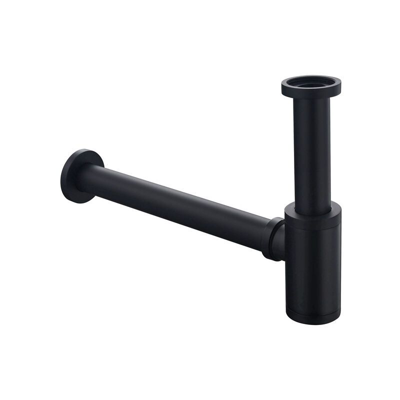 Brass Basin Drain, Keymark Universal Siphon with Extension Tube, 1 Adjustable Siphon Anti Odor Leak Proof, Matte Black, 0.25 x 32mm, 200mm