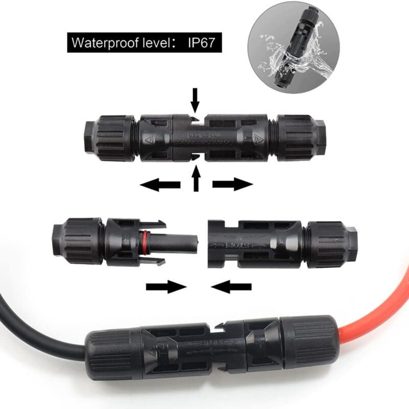 Solar Connector, mc4 Connector, PV Connector, Solar Photovoltaic Connector, Male Female Solar Panel Cable Connectors, Waterproof Seal, 4 Pairs