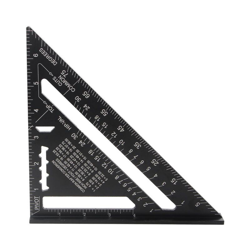 Metric System Metal Aluminum Ruler Square Ruler Guide Protractor Angle 45 90 Degrees Carpenter Tools Tracing Tool Wood Carpentry Guide, 180 mm