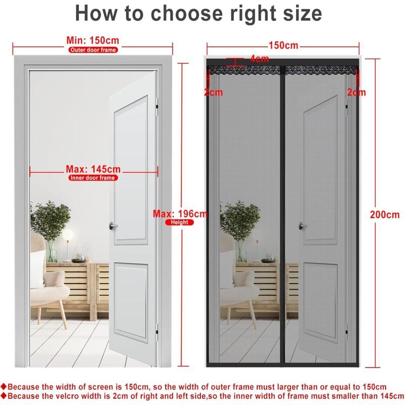 Magnetic Mosquito Net Door Curtain Mosquito Net for Door Anti Mosquito Curtain Sliding Mosquito Net Door, Magnetic Scratch Mosquito Net, 150 x 200cm