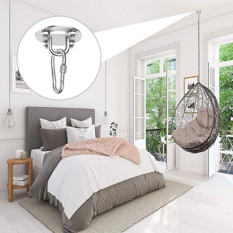 1 Pieces Heavy Duty Ceiling Hook, 450KG Capacity Stainless Steel Hammock Hanging Kit 180 Rotation for Concrete Wood Sets, Hanging Chair, Hanging Lamp