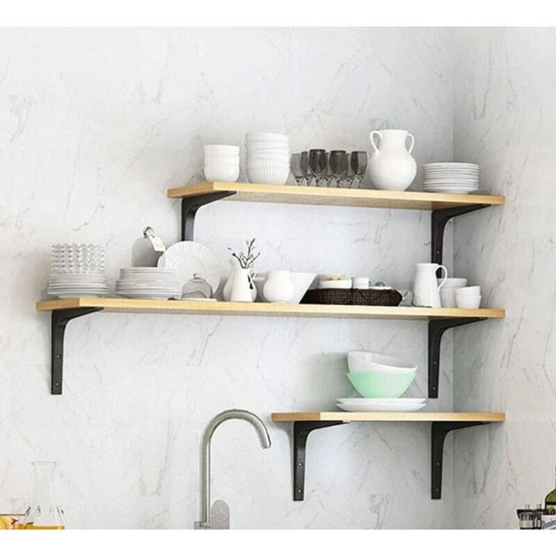 2 Pieces Bracket for L shaped Shelf, Black, 150 x 125mm