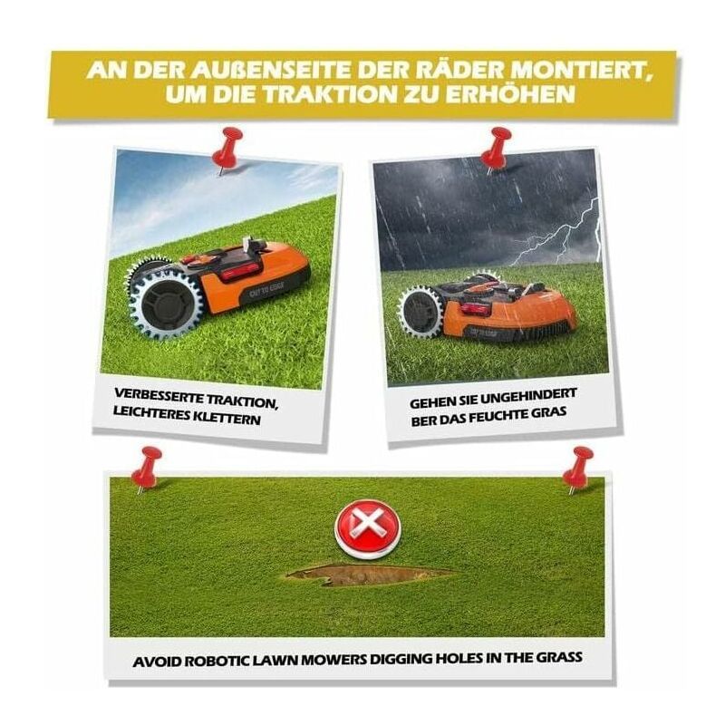 Stainless Steel Cleats Compatible with Worx Landroid Lawn Mower S and M Models, 2mm, 205mm