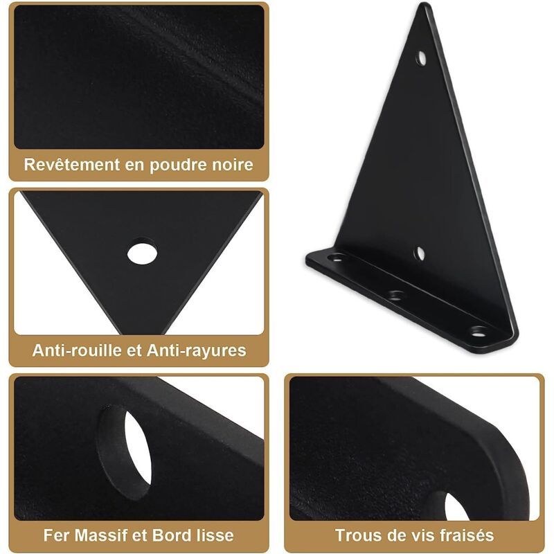 4 Pack Triangle Shelf Brackets, 5.5 Inch Iron Floating Shelf Brackets, Wall Mounted Metal Shelf Brackets for DIY Open Shelves