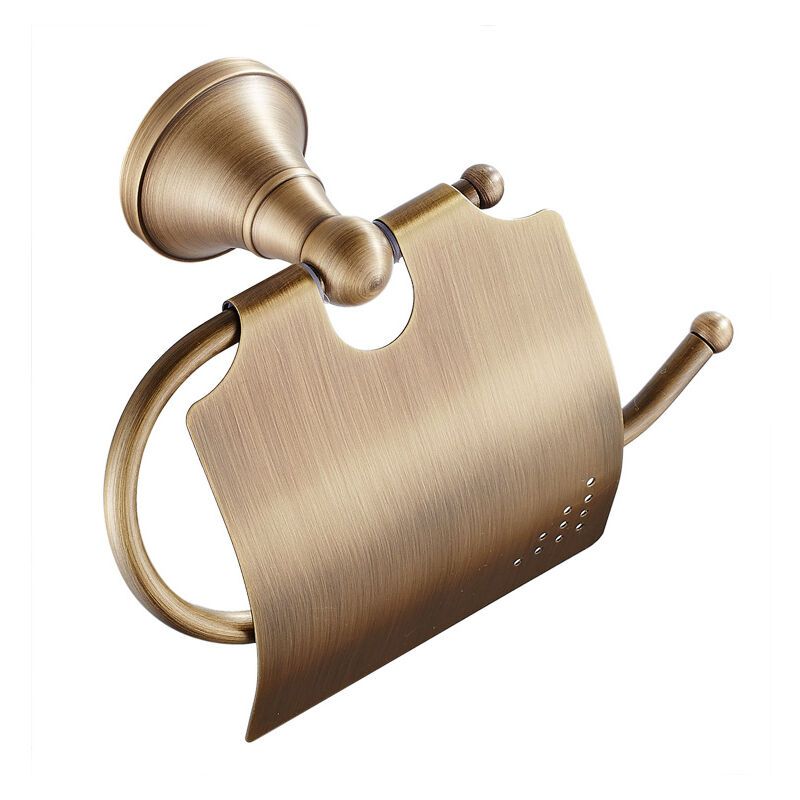 Toilet Paper Holder Retro Toilet Paper Holder with Brass Lid Wall Mounted Roll Holder