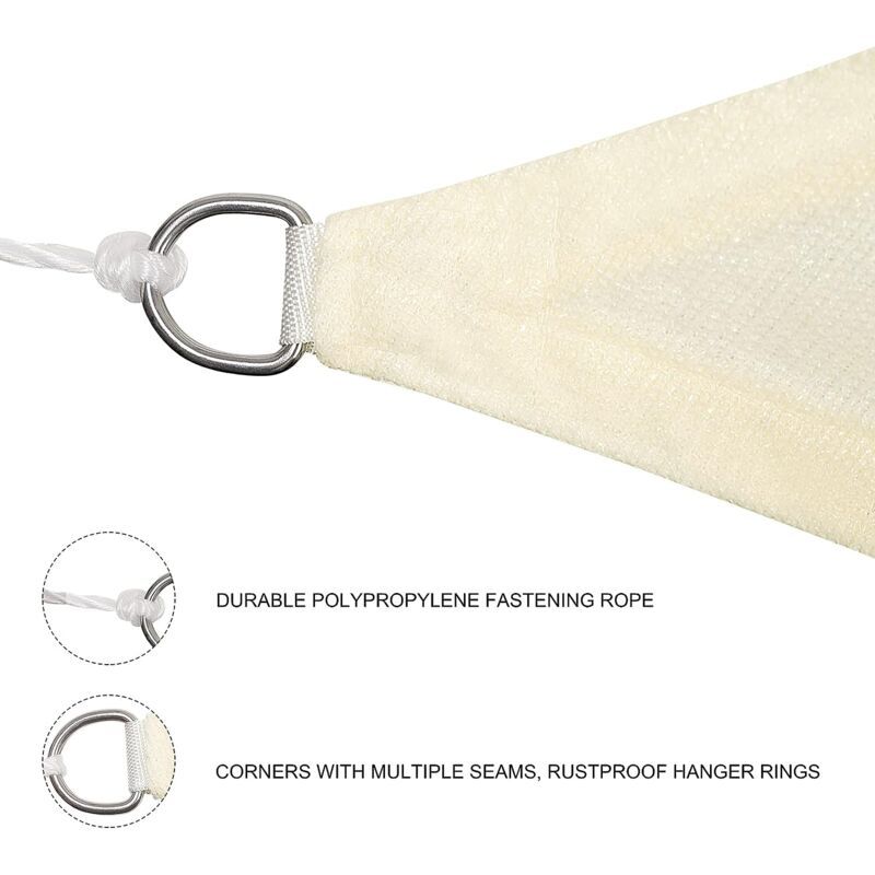 Rectangular Shade Sail Waterproof Anti 93 UV Water Resistant Wind Protection Polyester with UV Protection for Garden Terrace Camping, Beige, 3x5M