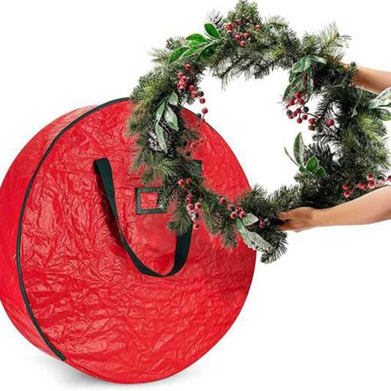 Garden Furniture Cover Christmas Wreath Storage Bag 30 Inch Garland Container, Red, 70 x 20cm