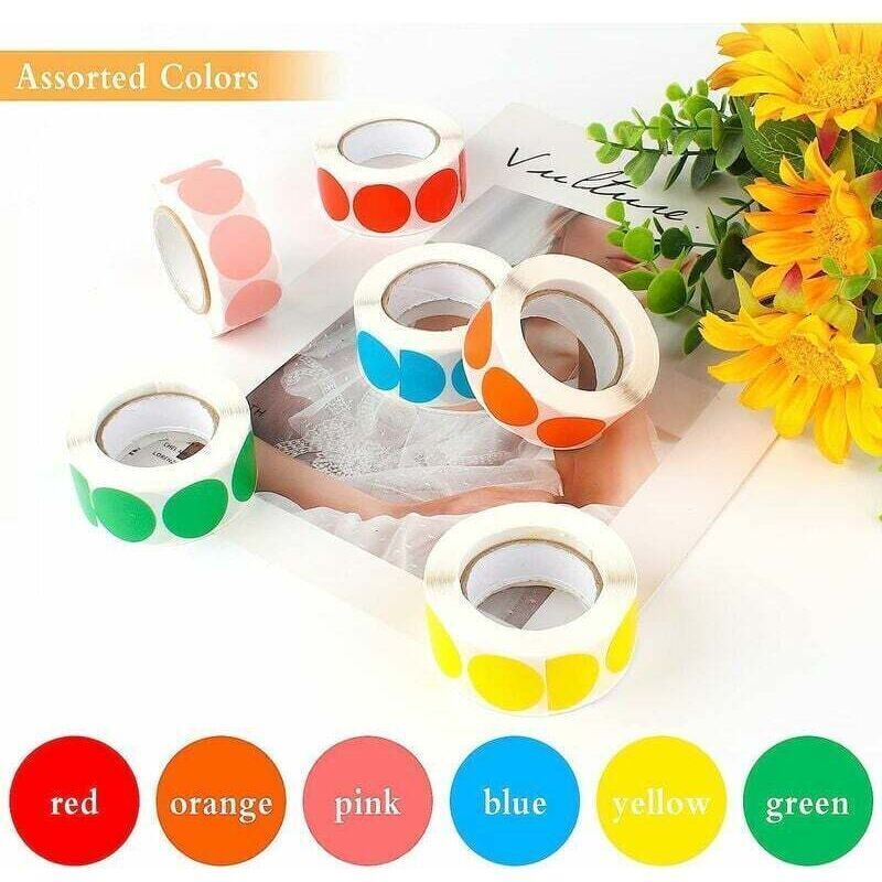 3000 Pcs Round Self-Adhesive Stickers, Round Colored Stickers, Round Self-Adhesive Labels for Home and Office Supplies