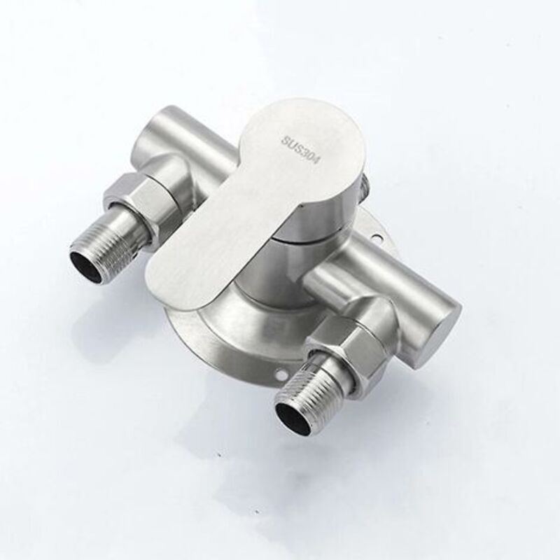 304 Stainless Steel Exposed Hot and Cold Shower Faucet Switch Water Heater Bathroom Faucet, Exposed Stainless Steel Triangle Shower Faucet
