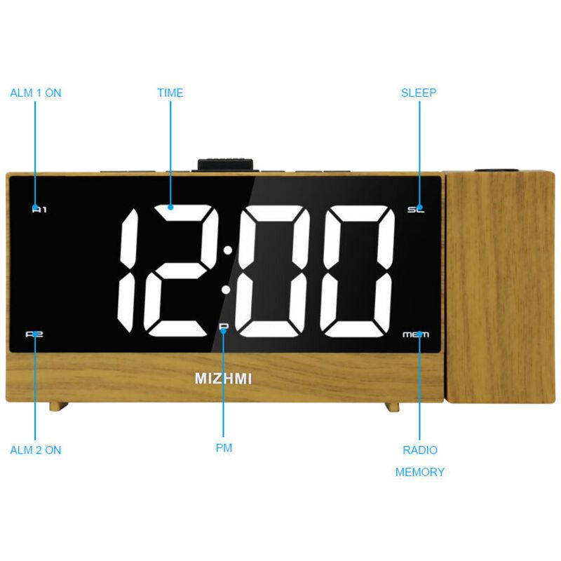 Projection Alarm Clock for Bedrooms with Indoor and Outdoor Temperature Display Dual Alarm Multicolor Backlit Projection Clock