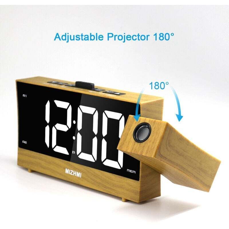 Projection Alarm Clock for Bedrooms with Indoor and Outdoor Temperature Display Dual Alarm Multicolor Backlit Projection Clock