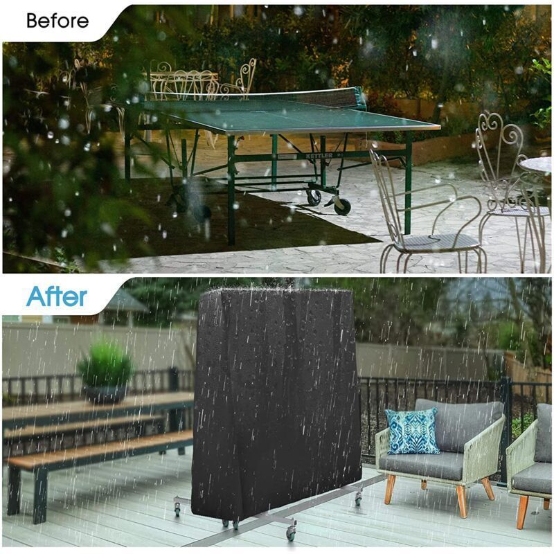 Table Tennis Table Cover, Waterproof Ping Pong Table Cover for Outdoor and Indoor, Anti-UV and Windproof, 165 x 70 x 185 cm