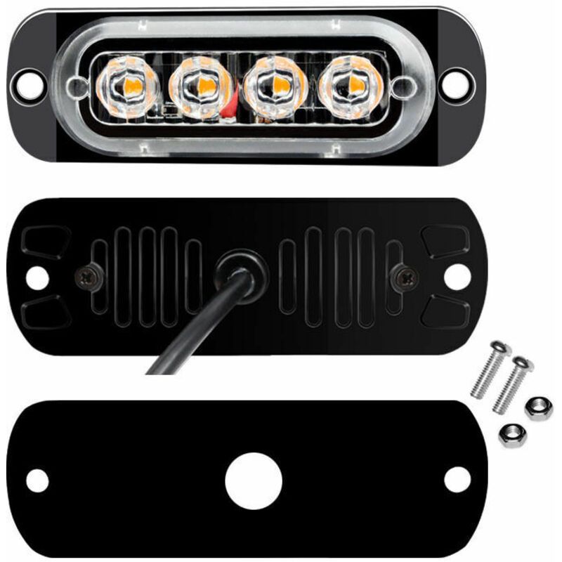 4 Pcs 4 LED Penetration Lights 12 24V Orange LED Rotating Beacon Flashing Lights Emergency Alarm Indicator Strobe Turn Signals Car Ipx-4 for Van