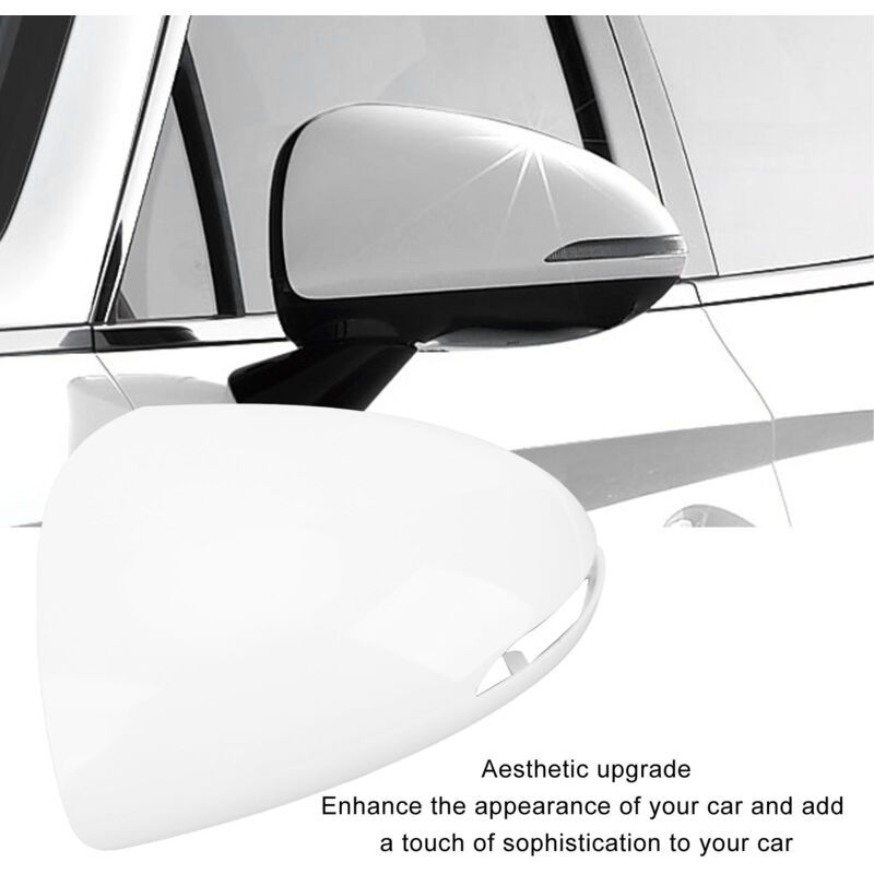 White Scratch and Weather Resistant Mirror Covers Compatible with Hyundai Sonata 2020, 2023 Left Side