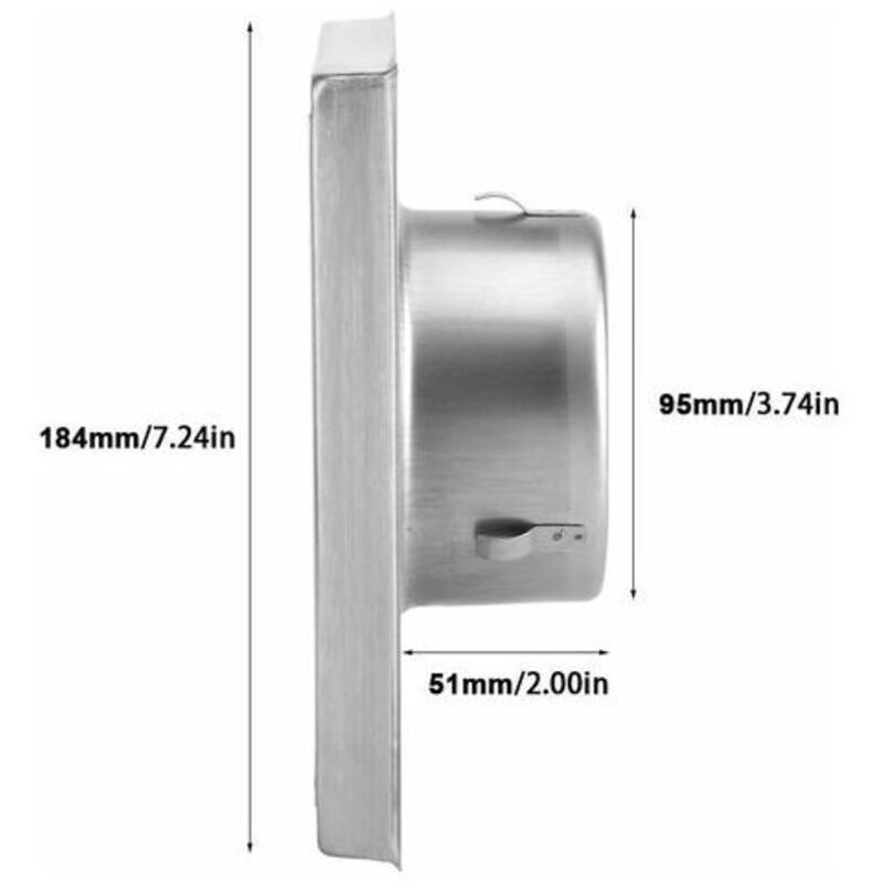 Air Vent, Square Stainless Steel Exterior Ventilation Grille with Movable Louvers, Suitable for Tumble Dryers, Air Conditioners, Bathrooms