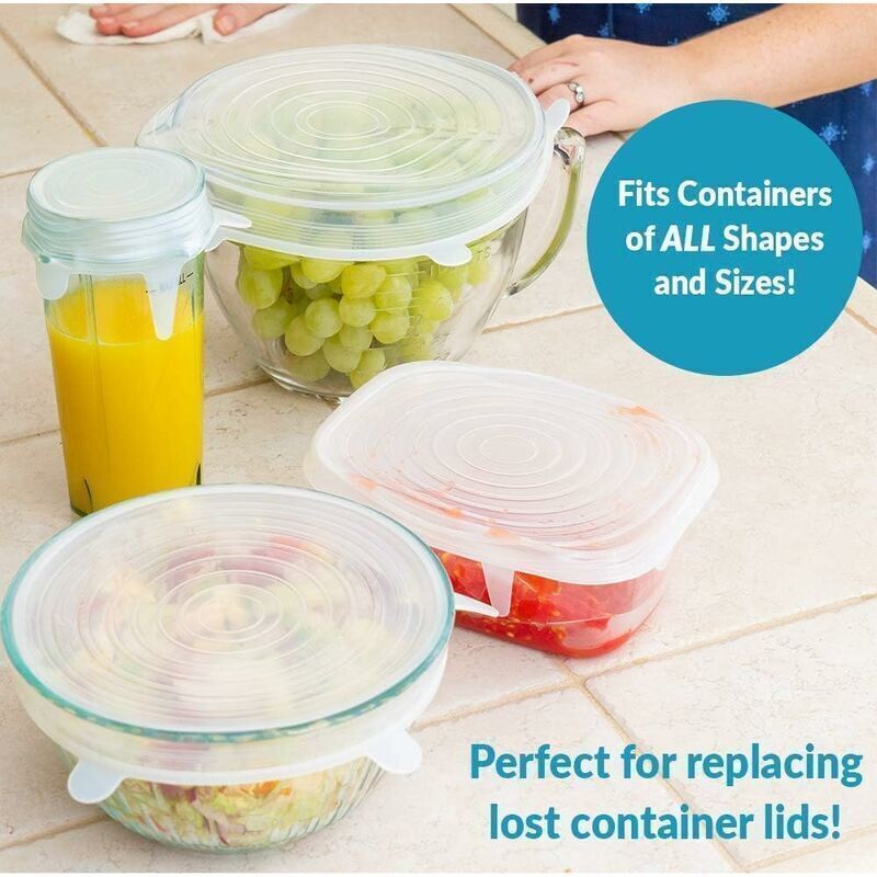 12 Pcs Silicone Stretch Lids, Silicone Lids, Stretch Lids, Silicone Stretch Lids in Different, Healthy Stretch Lid Fresh Food for Bowl, Sizes