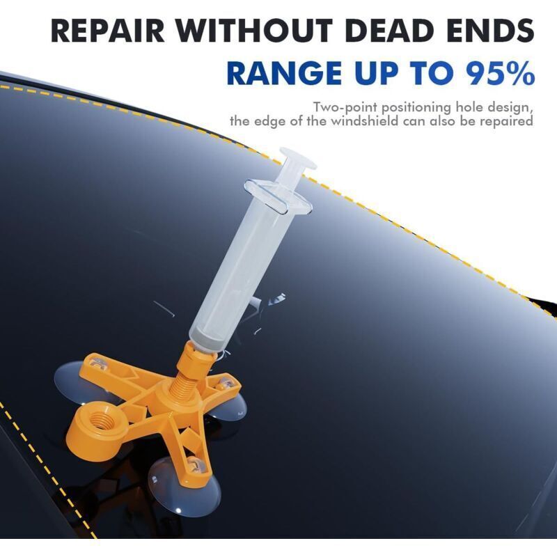 Car Windshield Repair Kit, Windshield Repair Kit with Pressure Syringes for Repairing Windshield Chips, Cracks, Bullseyes, and Other