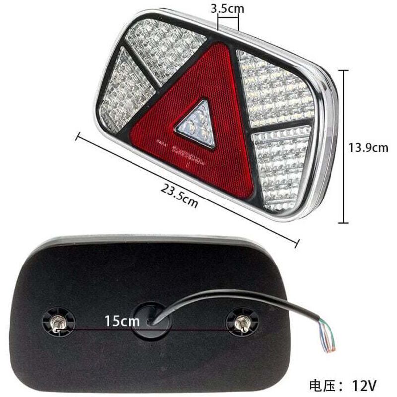 12V 24V Waterproof Trailer Rear Light Kit with Turn Signal Brake Reverse Fog Reflector