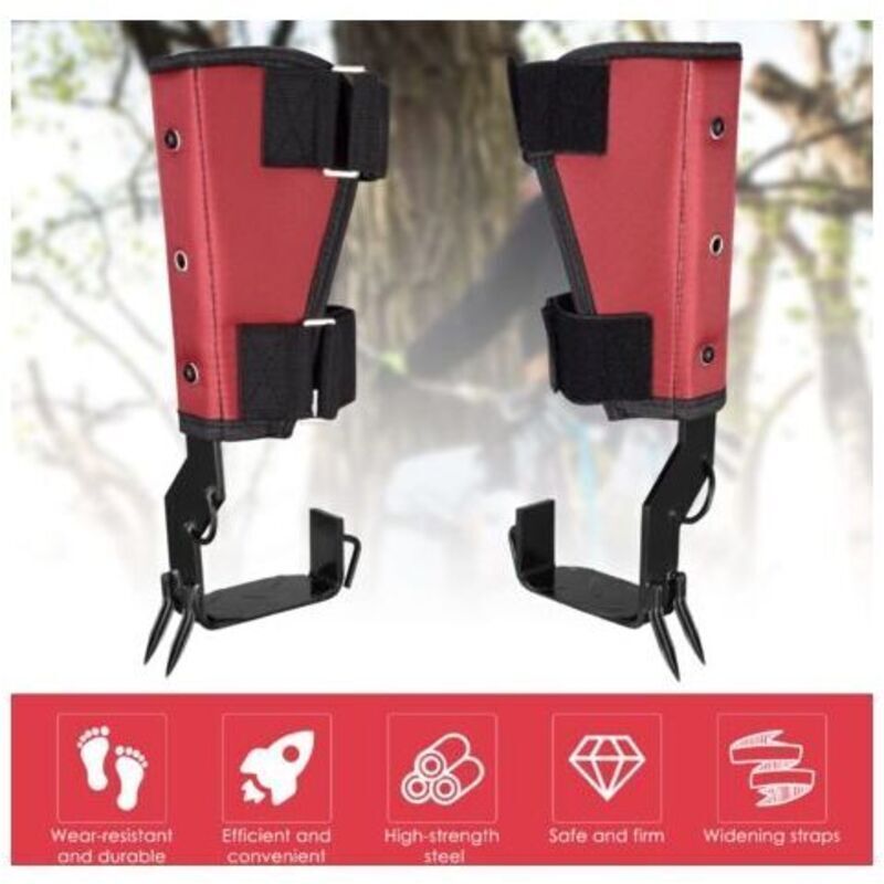 Tree Climbing Spikes, Set of Tree Climbing Spikes with Adjustable Safety Harness Belt Straps
