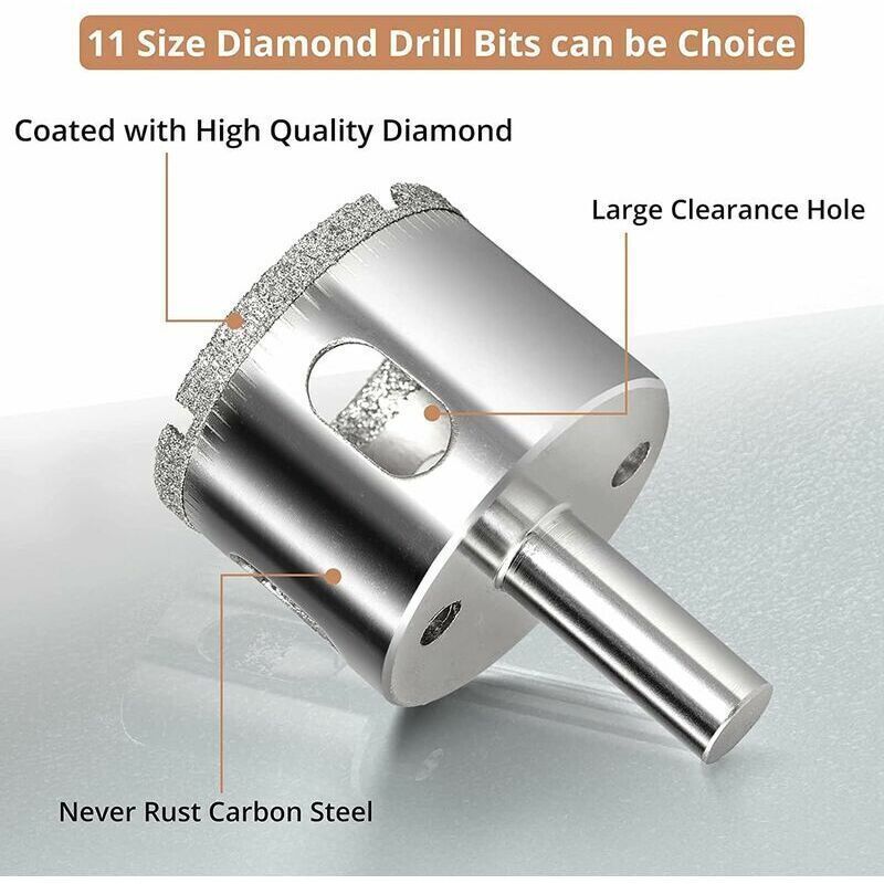 11 Pcs Diamond Hole Saw, Adjustable Hole Punch Locator Tile Hole Saw with Diamond Coated Drill Bits Hole Saw with Suction Cup Base for Ceramic Glass