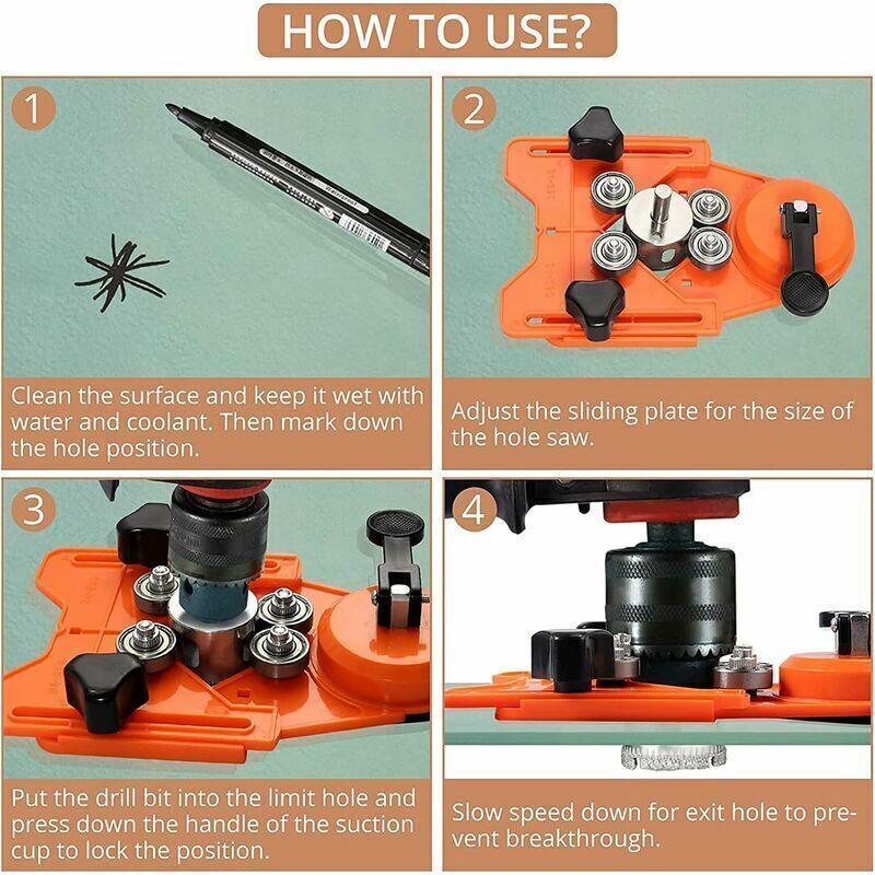 11 Pcs Diamond Hole Saw, Adjustable Hole Punch Locator Tile Hole Saw with Diamond Coated Drill Bits Hole Saw with Suction Cup Base for Ceramic Glass